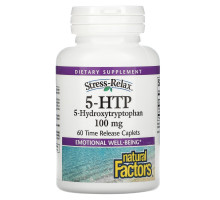 Natural Factors, Снятие стресса, 5-гидрокситриптофан, 100 мг, 60 желудочно-резистентных капсул