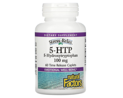 Natural Factors, Снятие стресса, 5-гидрокситриптофан, 100 мг, 60 желудочно-резистентных капсул Natural Factors, Снятие стресса, 5-гидрокситриптофан, 100 мг, 60 желудочно-резистентных капсул