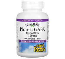 Natural Factors, Stress-Relax, Pharma GABA, 60 жевательных таблеток