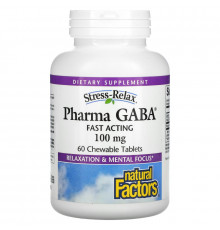 Natural Factors, Stress-Relax, Pharma GABA, 60 жевательных таблеток