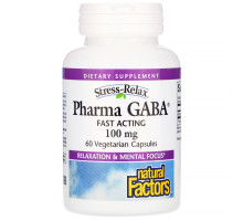 Natural Factors, Stress Relax, Pharma GABA, 100 мг, 60 растительных капсул