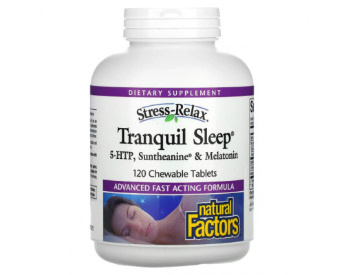 Для здорового сна Natural Factors, Tranquil Sleep, 120 Chewable Tablets Для здорового сна Natural Factors, Tranquil Sleep, 120 Chewable Tablets