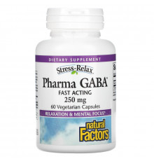 Natural Factors, Stress-Relax, Pharma GABA, 250 mg, 60 Vegetarian Capsules