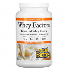 Natural Factors, Whey Factors, сывороточный протеин, полученный от вскормленных травой коров, без вкусовых добавок, 907 г