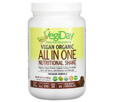 Natural Factors, VegiDay, Vegan Organic All In One Nutritional Shake, Decadent Chocolate, 15.9 oz (450 g)