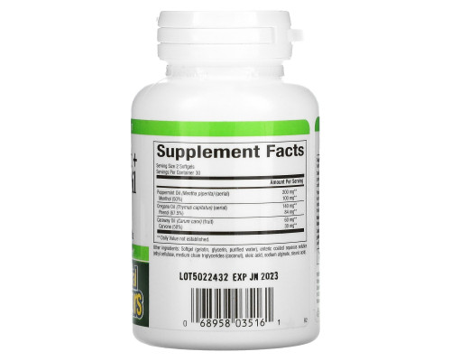 Natural Factors, Комплекс из масла перечной мяты и душицы, 60 мягких капсул с энтеросолюбильным покрытием Natural Factors, Комплекс из масла перечной мяты и душицы, 60 мягких капсул с энтеросолюбильным покрытием