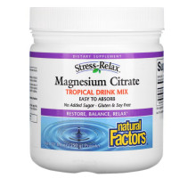 Natural Factors, Цитрат магния, смесь для приготовления напитка со вкусом тропических фруктов, 250 г (8,8 унции)