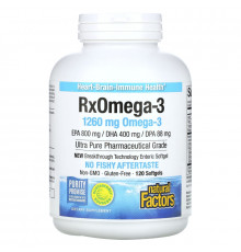 Natural Factors, Rx Omega-3 Factors, 630 mg, 120 Softgels