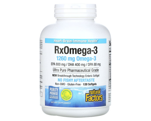 Natural Factors, Rx Omega-3 Factors, 630 mg, 120 Softgels Natural Factors, Rx Omega-3 Factors, 630 mg, 120 Softgels