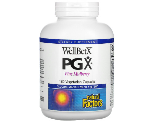 Natural Factors, WellBetX PGX, с шелковицей, 180 растительных капсул Natural Factors, WellBetX PGX, с шелковицей, 180 растительных капсул