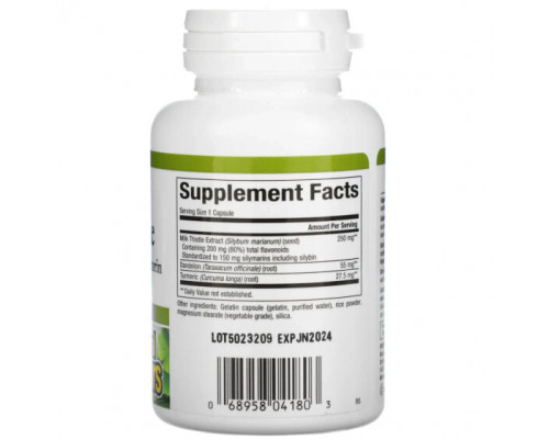 Для здоровья печени Natural Factors, Herbal Factors, расторопша, 250 мг, 60 капсул Для здоровья печени Natural Factors, Herbal Factors, расторопша, 250 мг, 60 капсул