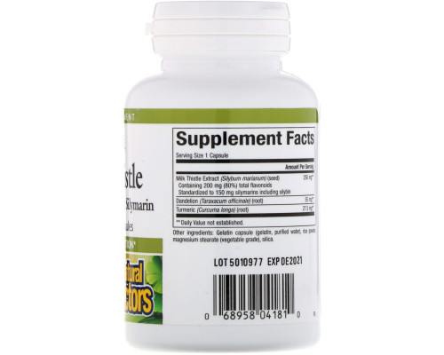 Natural Factors, Расторопша, 250 мг, 90 капсул Natural Factors, Расторопша, 250 мг, 90 капсул