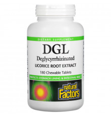 Natural Factors, DGL, Deglycyrrhizinated Licorice Root Extract, 180 Chewable Tablets