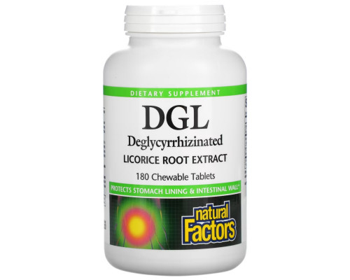 Natural Factors, DGL, Deglycyrrhizinated Licorice Root Extract, 180 Chewable Tablets Natural Factors, DGL, Deglycyrrhizinated Licorice Root Extract, 180 Chewable Tablets
