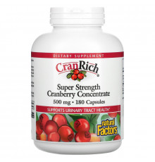 Natural Factors, CranRich, Супер сила концентрата клюквы, 500 мг, 180 капсул
