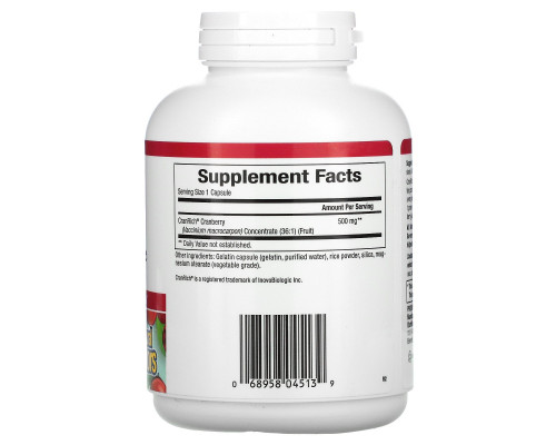 Natural Factors, CranRich, Супер сила концентрата клюквы, 500 мг, 180 капсул Natural Factors, CranRich, Супер сила концентрата клюквы, 500 мг, 180 капсул