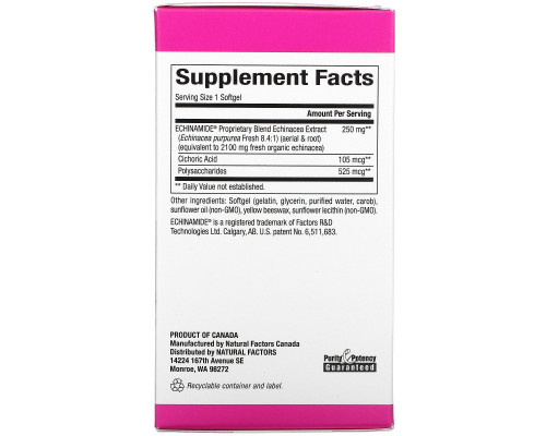 Natural Factors, Echinamide, 60 мягких табеток Natural Factors, Echinamide, 60 мягких табеток