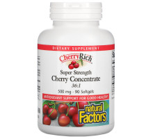 Natural Factors, CherryRich, сверхмощный экстракт плодов вишни, 500 мг, 90 мягких капсул