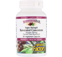 Natural Factors, ResveratrolRich, сверхсильный концентрат ресвератрола, 60 капсул на растительной основе