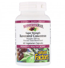 Natural Factors, ResveratrolRich, сверхсильный концентрат ресвератрола, 60 капсул на растительной основе