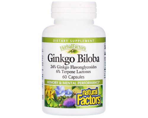 Natural Factors, Гингко билоба, 60 капсул Natural Factors, Гингко билоба, 60 капсул