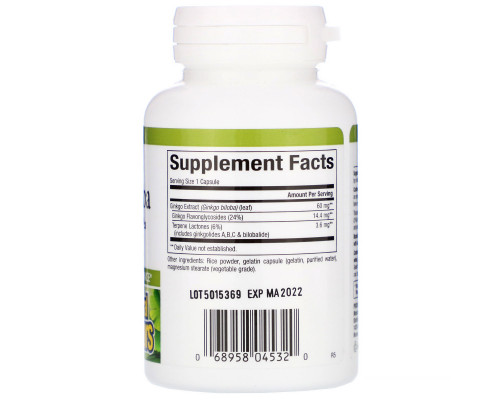 Natural Factors, Гингко билоба, 60 капсул Natural Factors, Гингко билоба, 60 капсул