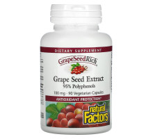 Natural Factors, Экстракт виноградных косточек, 100 мг, 90 капсул