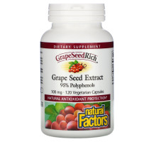 Natural Factors, GrapeSeedRich, экстракт семян винограда, 120 капсул на растительной основе