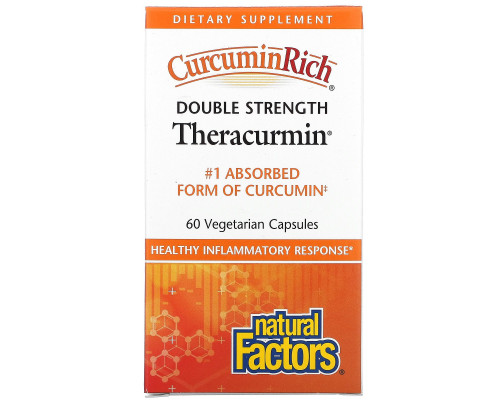 Natural Factors, CurcuminRich, Theracurmin двойной силы, 60 растительных капсул Natural Factors, CurcuminRich, Theracurmin двойной силы, 60 растительных капсул