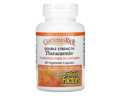 Natural Factors, CurcuminRich, Theracurmin двойной силы, 60 растительных капсул Natural Factors, CurcuminRich, Theracurmin двойной силы, 60 растительных капсул