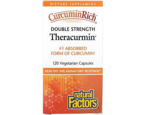 Natural Factors, CurcuminRich, Double Strength Theracurmin, 120 Vegetarian Capsules Natural Factors, CurcuminRich, Double Strength Theracurmin, 120 Vegetarian Capsules