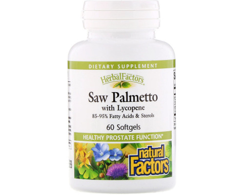 Natural Factors, Со пальметто с ликопеном, 60 мягких капсул Natural Factors, Со пальметто с ликопеном, 60 мягких капсул