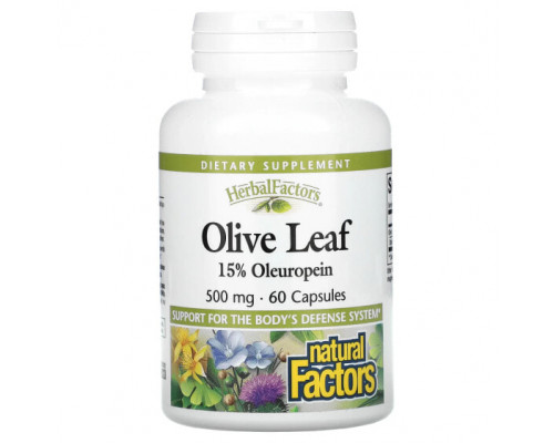 От гриппа и простуды Natural Factors, Herbal Factors, листья оливкового дерева, 500 мг, 60 капсул От гриппа и простуды Natural Factors, Herbal Factors, листья оливкового дерева, 500 мг, 60 капсул