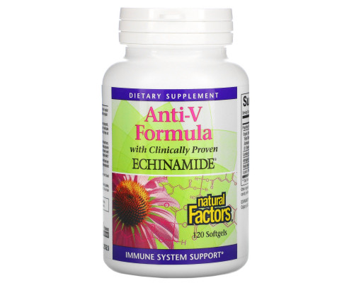 Natural Factors, Формула Anti-V с эхинамидом, 120 гелевых капсул Natural Factors, Формула Anti-V с эхинамидом, 120 гелевых капсул