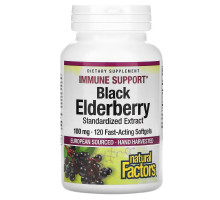 Natural Factors, Black Elderberry, 100 mg, 120 Fast-Acting Softgels