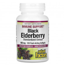 Natural Factors, Black Elderberry, 100 mg, 120 Fast-Acting Softgels