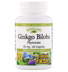 Natural Factors, Фитосомы гинкго двулопастного, 60 мг, 60 капсул