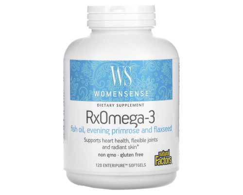 Natural Factors, WomenSense, RxOmega-3, 120 мягких желатиновых капсул Enteripure Natural Factors, WomenSense, RxOmega-3, 120 мягких желатиновых капсул Enteripure