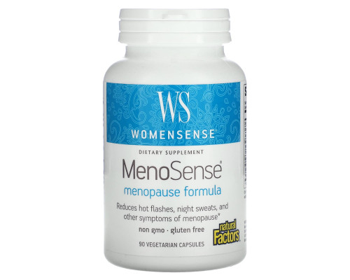Natural Factors, WomenSense, MenoSense, формула для приема в период менопаузы, 90 растительных капсул Natural Factors, WomenSense, MenoSense, формула для приема в период менопаузы, 90 растительных капсул