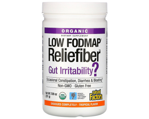 Natural Factors, Organic Low Fodmap Reliefiber, Tropical Flavor, 7.09 oz (201 g) Natural Factors, Organic Low Fodmap Reliefiber, Tropical Flavor, 7.09 oz (201 g)