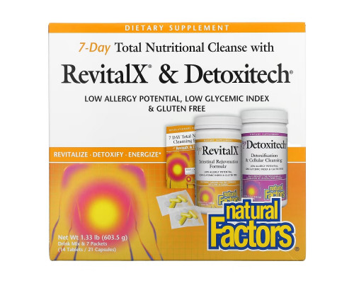 Natural Factors, Питательное очищение за 7 дней с RevitalX и Detoxitech, 603,5 г (1,33 фунта) Natural Factors, Питательное очищение за 7 дней с RevitalX и Detoxitech, 603,5 г (1,33 фунта)