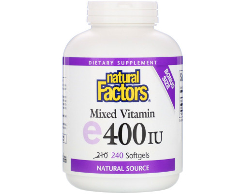 Natural Factors, Смешанный витамин Е 240 гелевых капсул Natural Factors, Смешанный витамин Е 240 гелевых капсул
