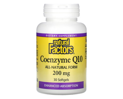 Natural Factors, Coenzyme Q10, 200 mg, 30 Softgels Natural Factors, Coenzyme Q10, 200 mg, 30 Softgels