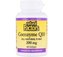 Natural Factors, Кофермент Q10, 200 мг, 60 мягких желатиновых капсул