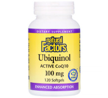 Natural Factors, Убихинол, QH-активный коэнзим Q10, 100 мг, 120 желатиновых капсул