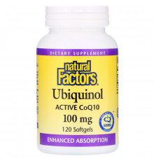 Natural Factors, Убихинол, QH-активный коэнзим Q10, 100 мг, 120 желатиновых капсул
