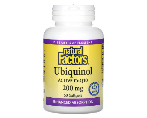 Natural Factors, Ubiquinol, 200 mg, 60 Softgels Natural Factors, Ubiquinol, 200 mg, 60 Softgels