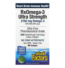 Рыбий жир и Омега 3, 6, 9 Natural Factors, Рыбий жир с максимальной силой действия RxOmega-3 для приема один раз в день, 900 мг, 60 капсул Enteripure