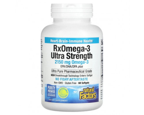 Рыбий жир и Омега 3, 6, 9 Natural Factors, Рыбий жир с максимальной силой действия RxOmega-3 для приема один раз в день, 900 мг, 60 капсул Enteripure Рыбий жир и Омега 3, 6, 9 Natural Factors, Рыбий жир с максимальной силой действия RxOmega-3 для приема один раз в день, 900 мг, 60 капсул Enteripure