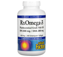 Natural Factors, Rx Omega-3, 630 мг, 240 желатиновых капсул Enteripure